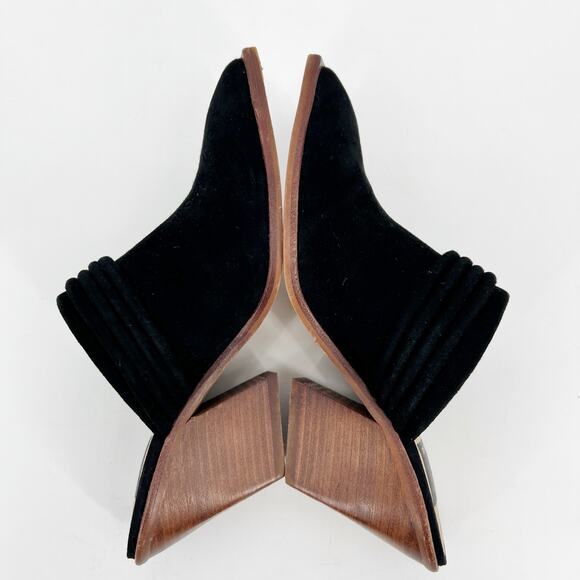 Dolce Vita Sita Mule Size 6.5 Black Suede Leather Pointed Toe Chunky Block Heel - Picture 4 of 11